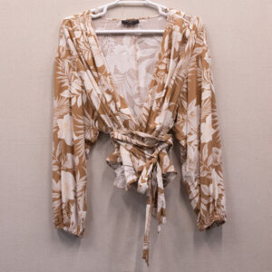 Lane Bryant floral print long sleeve wrap top-30/32